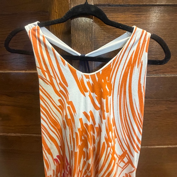 Title Nine XL Swirl print Dress Orange Pink stretch active strappy athletic bra - Picture 2 of 11